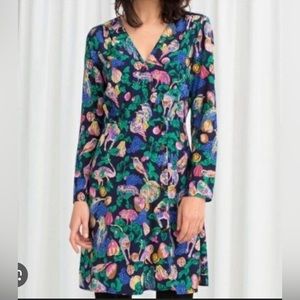 & Other Stories Paris Atelier Jungle Monkey Print Asymmetrical buttoned Dress